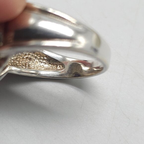 Sterling Silver Ring With Round Amethyst Gemstone Textured Size 9 Vintage - Picture 5 of 8